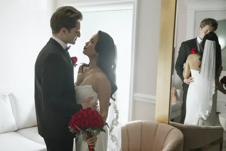 Las Vegas Wedding Couple in front of Mirror at Storybook Wedding Chapel